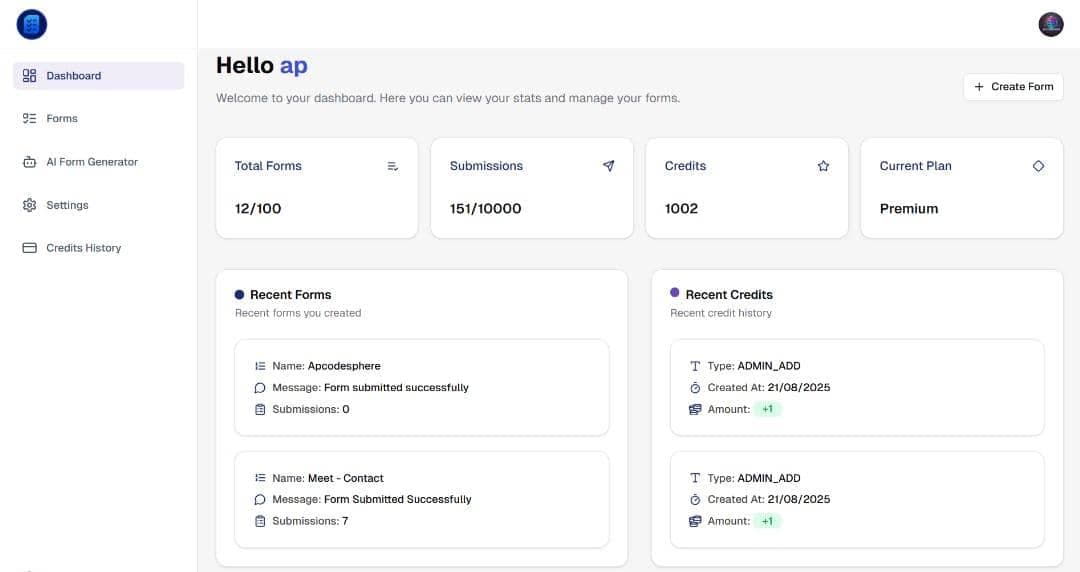 ProForms Dashboard and API Integration